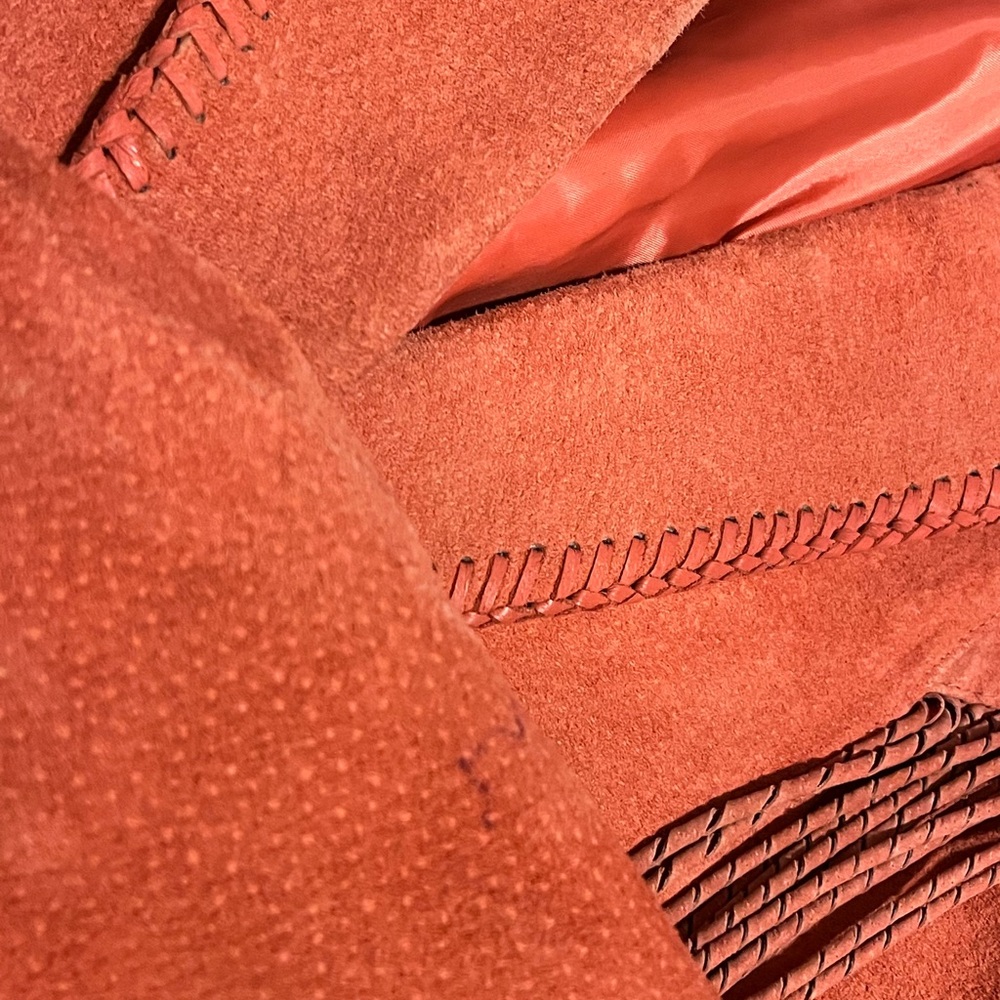Vintage Cripple Creek Salmon Pink Suede Fringe Western Cowgirl Leather Jacket - Picture 9 of 9